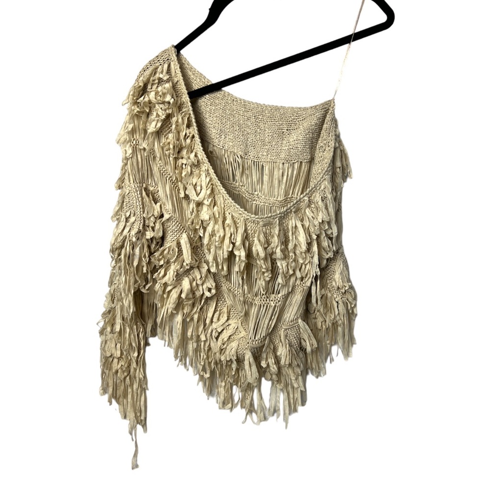 Asymmetrical Boho Fringe Shawl Shrug Top